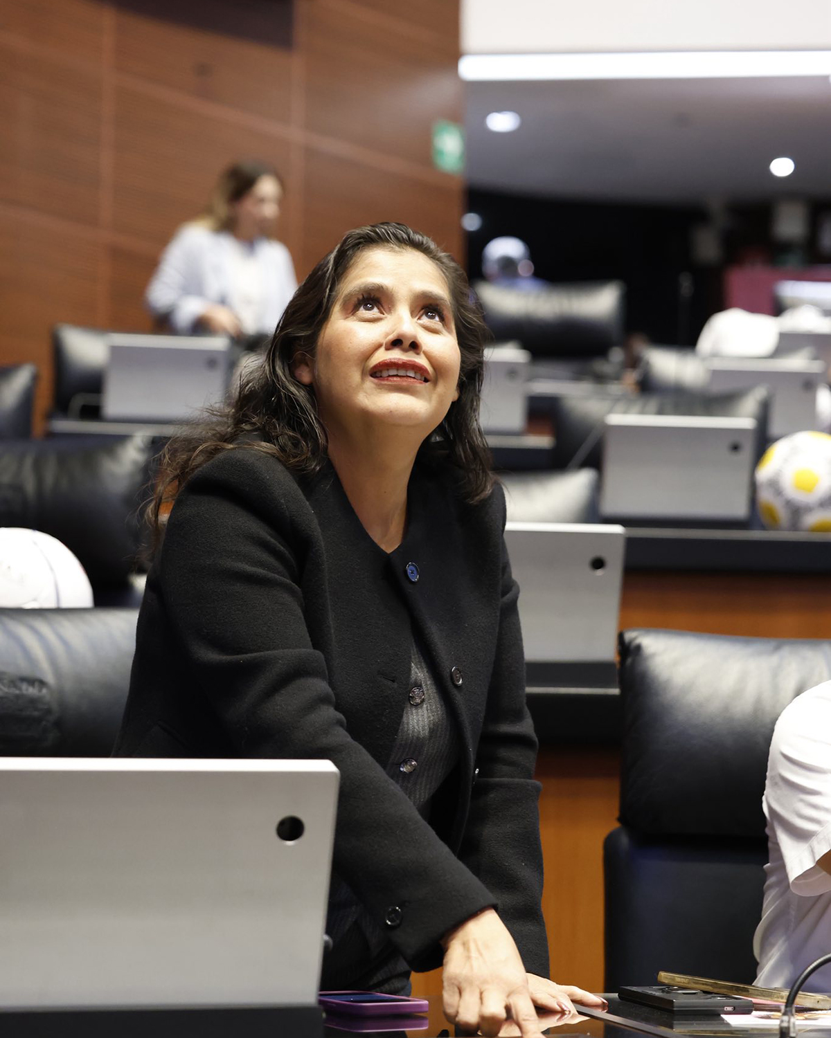 Laura Estrada en sesión del Senado